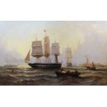 William Calcott Knell (fl.1848-1879)oil on canvasShipping at anchor off the coastsigned and dated