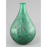 A Rene Lalique 'Sauge' emerald green and frosted glass bottle vase, designed in 1923, Marcilhac no.