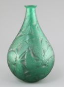 A Rene Lalique 'Sauge' emerald green and frosted glass bottle vase, designed in 1923, Marcilhac no.