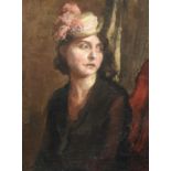 § Sir Robin Guthrie (1902-1971)oil on canvasPortrait of a lady wearing a ribboned hatsigned17 x