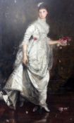 Annie Louisa Swinnerton RA (1844-1933)oil on canvasFull length portrait of a lady wearing a white