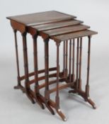 An Edwardian inlaid mahogany nest of quartetto tables, W.1ft 8in. D.1ft 2in. H.2ft 4in.