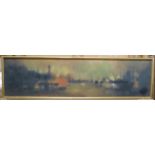 Anthony Robert Klitz (1917-2000)oil on canvas laid on boardRiverscape at dusksigned11.75 x 45.5in.