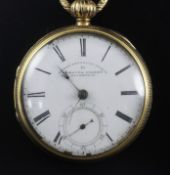 A Victorian 18ct gold keywind lever pocket watch by Henry Reynolds Lemon, Liverpool, the case back