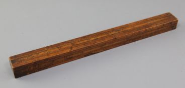 An 18th century Everard type boxwood gauger's slide rule by Edward Roberts, inscribed, the four