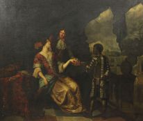 18th century French Schooloil on canvasLady with attendant and black serving boy32 x 37in.