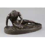 After the Antique. A bronze figure of The Dying Gaul, 19th century, inscribed 'S BORDONI. F.' length