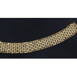 A stylish 1950's Italian textured 18ct gold bracelet, 7.5in.