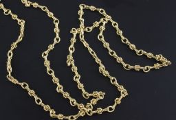 An 18ct gold fancy link chain necklace, 34.2 grams, 36in.