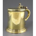 An impressive George V Charles II style Garrard & Co silver gilt replica of the tankard "Presented