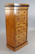 A Victorian satinwood Wellington style chest, of six drawers, with side locking bar, W.2ft D.1ft