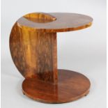 A Continental Art Deco walnut occasional table, of circular form, W.2ft 4in. H.2ft 4in.