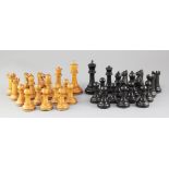 A Jaques & Son Staunton chess set, in ebony and boxwood, kings 4.25in., in original labelled box