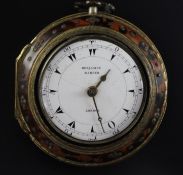 A late 18th century base metal keywind verge pocket watch made for the Turkish market by Benjamin