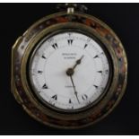 A late 18th century base metal keywind verge pocket watch made for the Turkish market by Benjamin