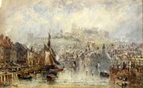 George Weatherill (1810-1890)watercolourView of Whitby from the harbour entrancesigned4 x 6in.