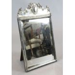 A large Victorian silver mounted rectangular easel mirror, with later? added silver crest