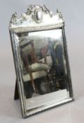 A large Victorian silver mounted rectangular easel mirror, with later? added silver crest