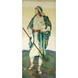 W.G. Paulson- Townsend after H. Copping. An Edwardian silkwork panel of a shepherd, in Rowley