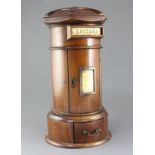 A Victorian style mahogany model letterbox, with base drawer, H.16in.