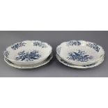 A pair of Worcester pierced pine cone pattern cress dishes, a stand and a similar plate, c.1775,