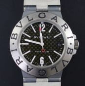 A gentleman's Bulgari Titanium automatic wrist watch, with baton and Arabic numerals and date