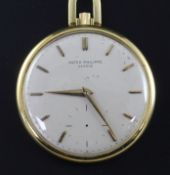 An 18ct gold Patek Philippe dress pocket watch, with baton numerals and subsidiary seconds