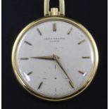 An 18ct gold Patek Philippe dress pocket watch, with baton numerals and subsidiary seconds