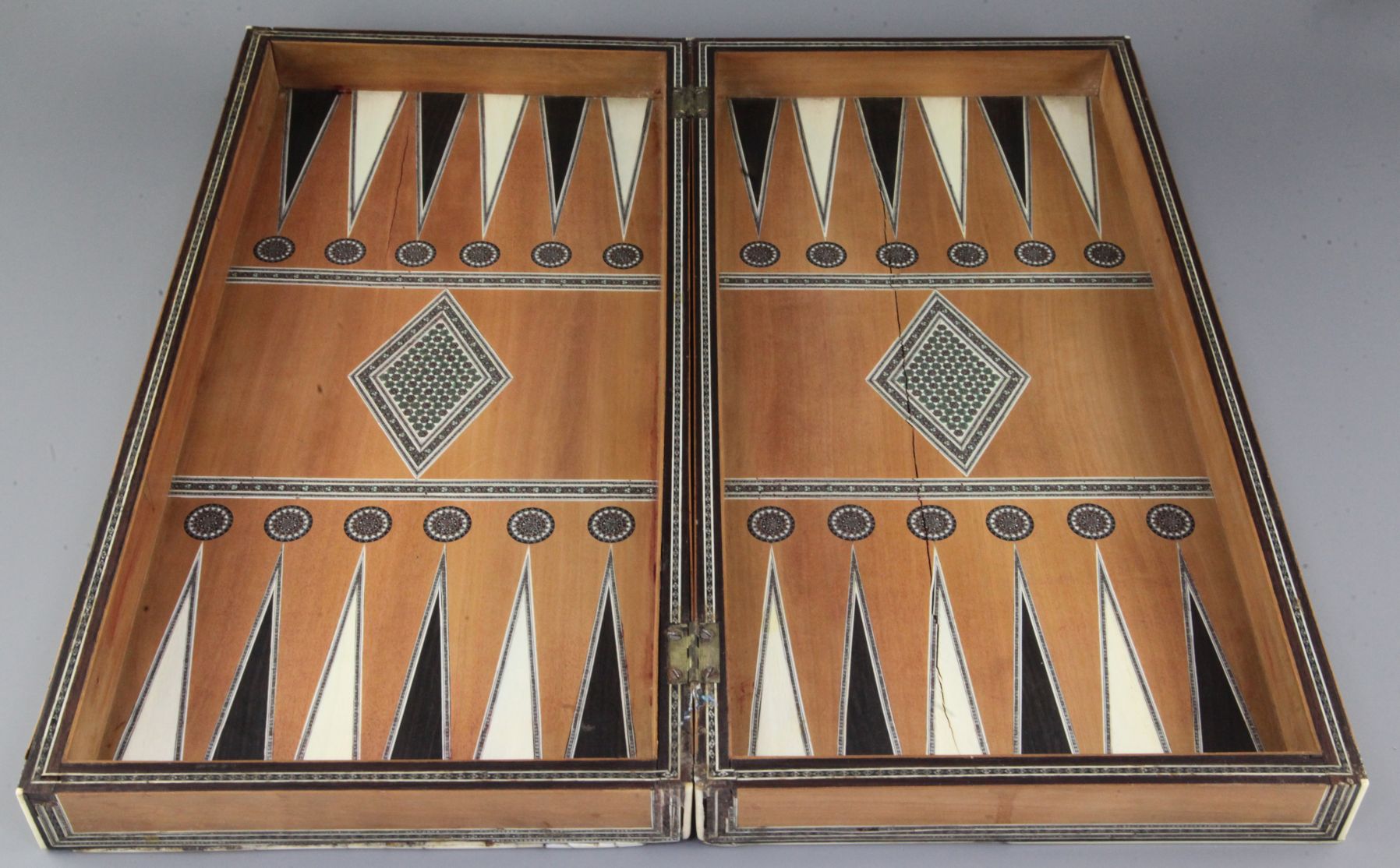 An Anglo Indian Vizagapatam ivory, Sadeli micro mosaic folding chessboard, with internal - Image 2 of 2