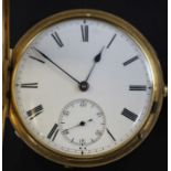 A Victorian 18ct gold hunter keyless lever pocket watch by John. H. Shaw,London, with Roman dial and