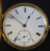 A Victorian 18ct gold hunter keyless lever pocket watch by John. H. Shaw,London, with Roman dial and