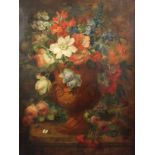 After Jean-Baptiste Monnoyer (1634-1699)oil on canvasStill life of flowers in an urn upon a