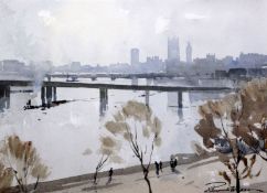 Edward Wesson (1910-1983)watercolourWestminster from the Thamessigned12.5 x 17.5in.