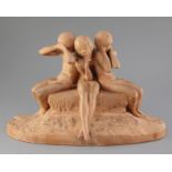 Ary-Jean-Leon Bitter (1883-1973). A terracotta maquette of three semi-clad nude seated figures, on