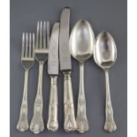 A 1960's/1970's canteen of silver double struck Kings pattern cutlery for twelve in a mahogany