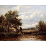 Joseph Thors (c.1835-1920)oil on wooden panelAngler in a landscapesigned12 x 15.5in.