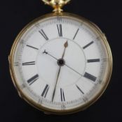 A Victorian engine turned 18ct gold keywind pocket watch, with Roman dial.