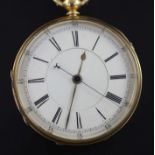 A Victorian engine turned 18ct gold keywind pocket watch, with Roman dial.