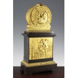 A 19th century French bronze and ormolu Empire style mantel clock, decorated with Cupid and Psyche