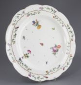 A Oude Loos Drecht porcelain dish, c.1771-84, typically painted with floral sprays and a flower