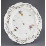 A Oude Loos Drecht porcelain dish, c.1771-84, typically painted with floral sprays and a flower