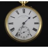 A Victorian 18ct gold keyless lever pocket watch by Parkinson & Frodsham, with Roman dial and