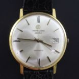A gentleman's 18ct gold Favre-Leuba Daymatic wrist watch, with baton and Roman numerals and date