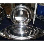 Three Austrian Berndorfer plated serving dishes including one for salmon, largest 25.25in.