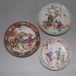 Three famille rose dishes (a.f.)