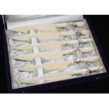 A cased set of six shibayama knives