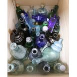 A Quantity blue, green & clear bottles