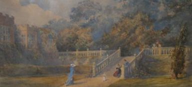 Henry Hine, watercolour, Haddons Hall, signed, 24 x 50cm