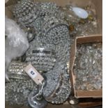 A quantity of glass lustre bag ceiling pendants and accessories