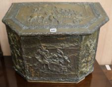 A Victorian brass log bin, W.65cm